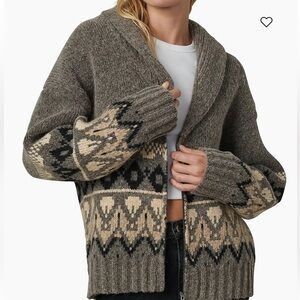 NEW Joe’s Jeans The Inga Fair Isle Cardigan Charcoal Brown sz S